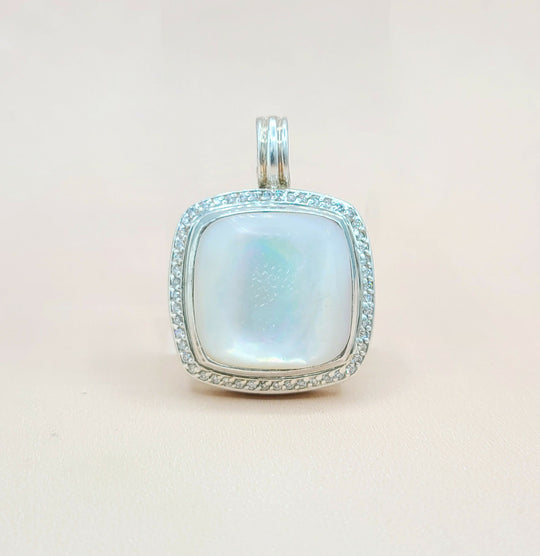  David Yurman Albion 20mm Mother Of Pearl Diamond Pendant Enhancer