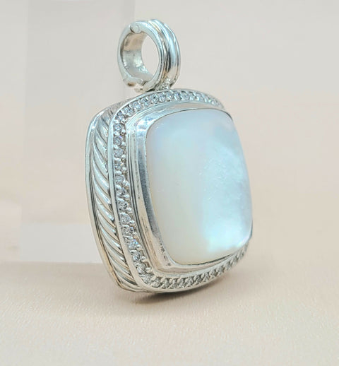  David Yurman Albion 20mm Mother Of Pearl Diamond Pendant Enhancer