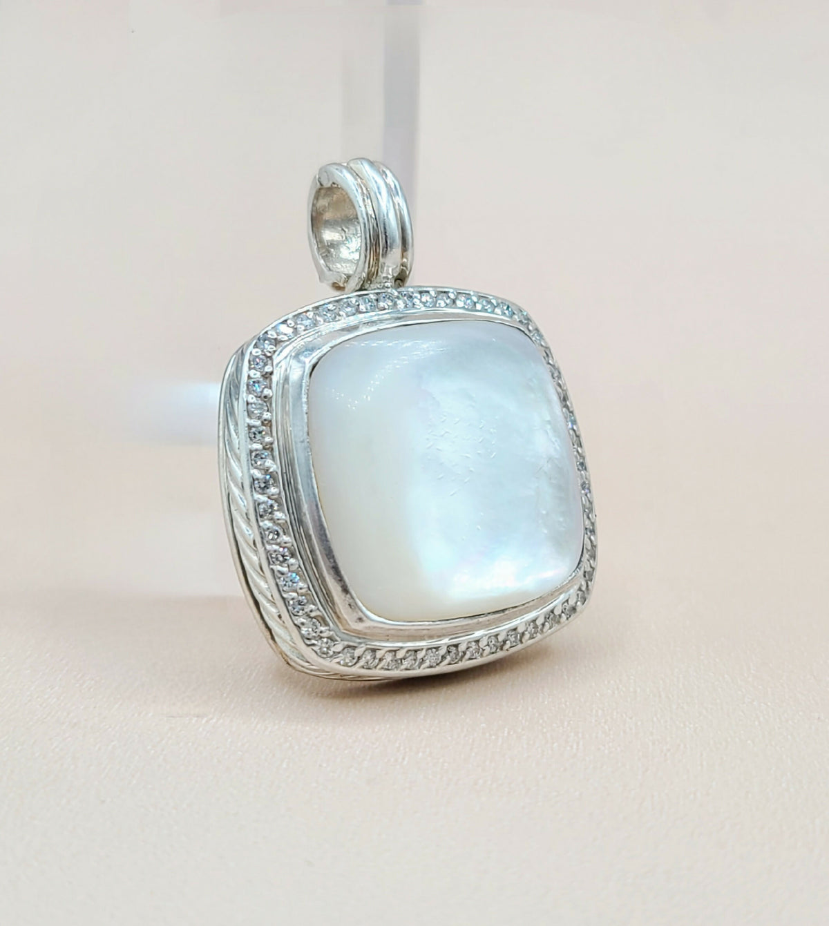  David Yurman Albion 20mm Mother Of Pearl Diamond Pendant Enhancer