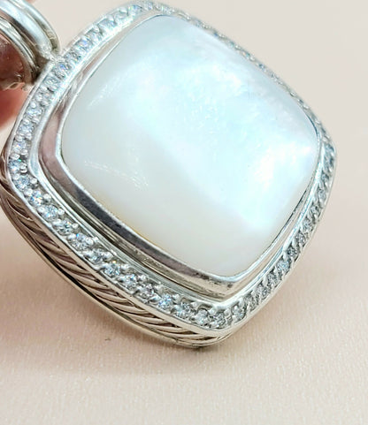 David Yurman Albion 20mm Mother Of Pearl Diamond Pendant Enhancer