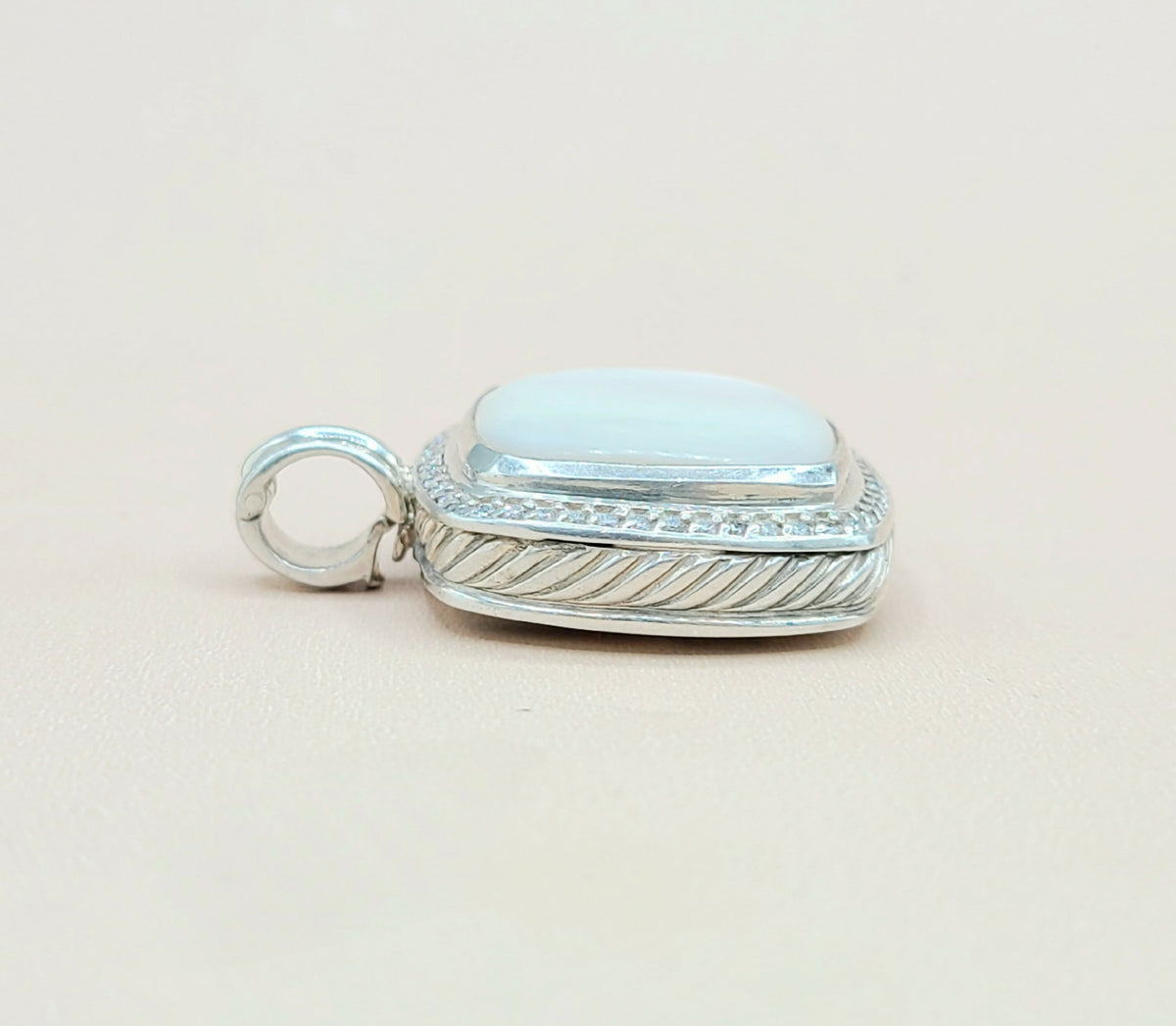  David Yurman Albion 20mm Mother Of Pearl Diamond Pendant Enhancer