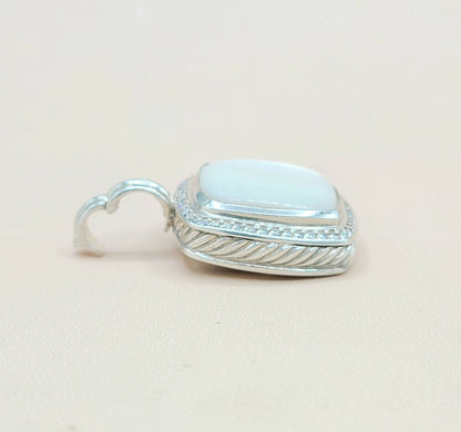  David Yurman Albion 20mm Mother Of Pearl Diamond Pendant Enhancer