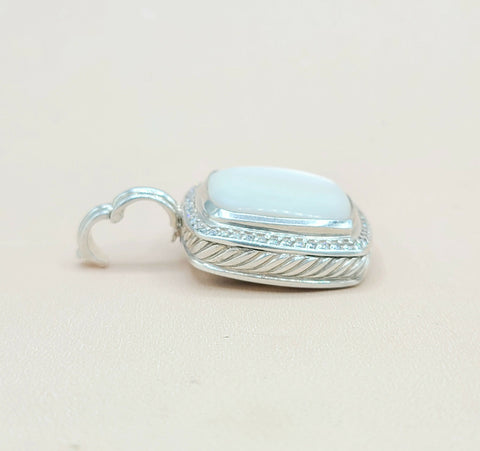  David Yurman Albion 20mm Mother Of Pearl Diamond Pendant Enhancer