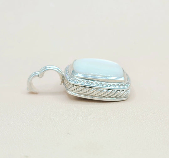  David Yurman Albion 20mm Mother Of Pearl Diamond Pendant Enhancer