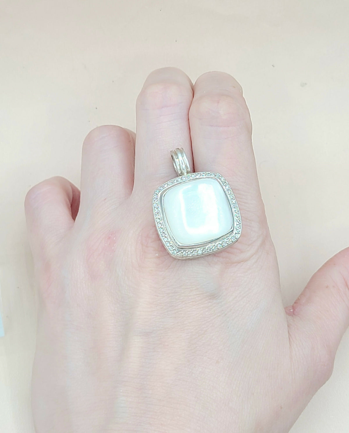 David Yurman Albion 20mm Mother Of Pearl Diamond Pendant Enhancer