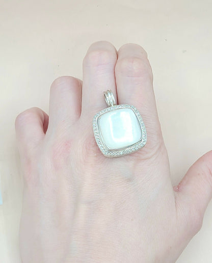  David Yurman Albion 20mm Mother Of Pearl Diamond Pendant Enhancer