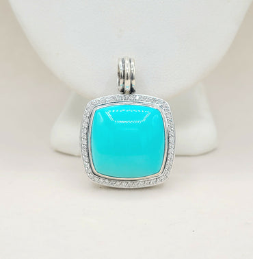  David Yurman Albion-20mm-Turquoise Diamond Pendant Enhancer