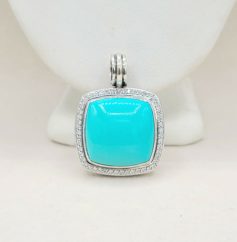  David Yurman Albion-20mm-Turquoise Diamond Pendant Enhancer