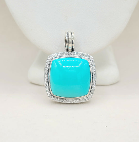  David Yurman Albion-20mm-Turquoise Diamond Pendant Enhancer