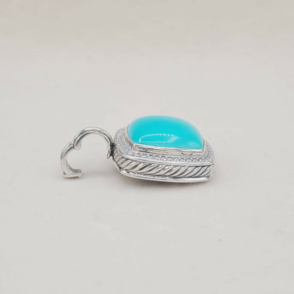 David Yurman Albion 20mm Turquoise Diamond Pendant Certified Pre-Owned    #