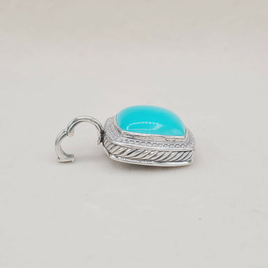  David Yurman Albion-20mm-Turquoise Diamond Pendant Enhancer