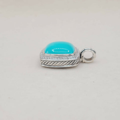  David Yurman Albion-20mm-Turquoise Diamond Pendant Enhancer
