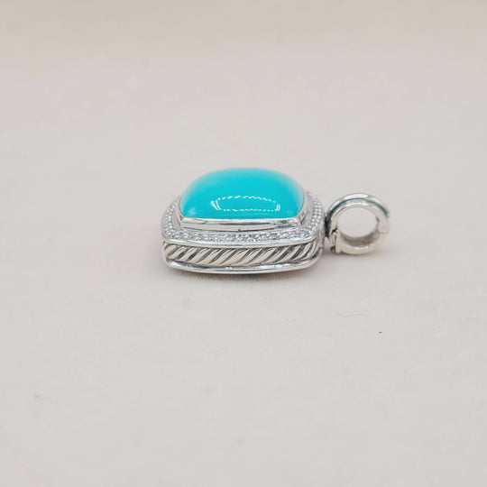  David Yurman Albion-20mm-Turquoise Diamond Pendant Enhancer