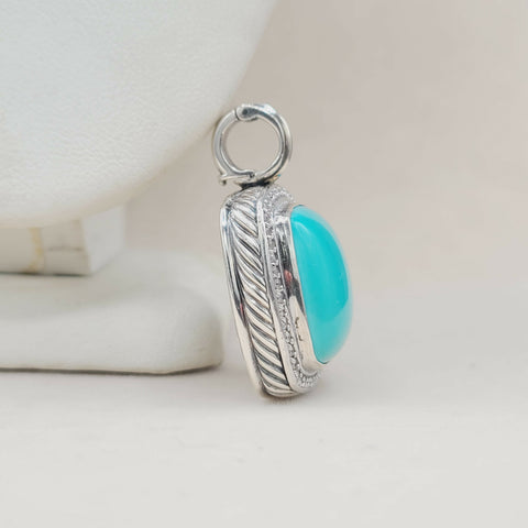  David Yurman Albion-20mm-Turquoise Diamond Pendant Enhancer