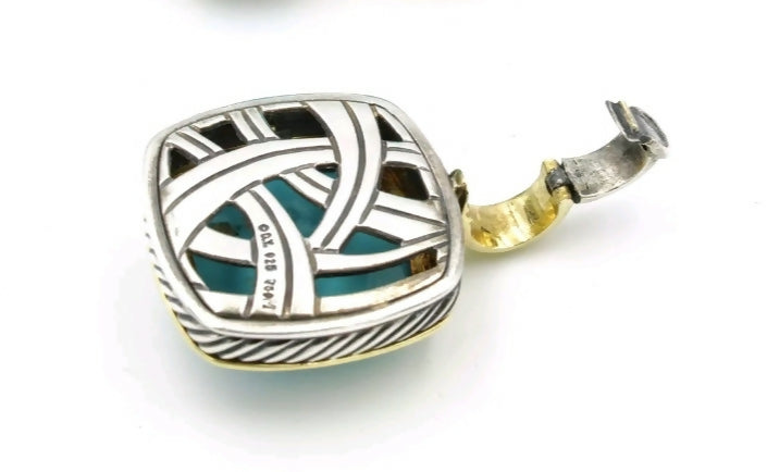 David Yurman Albion 20mm Turquoise Pendant Enhancer With Gold