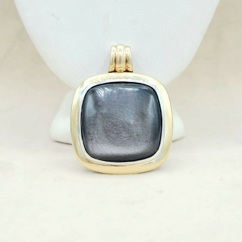 David Yurman Albion 27mm Obsidian Silver & 18K Pendant