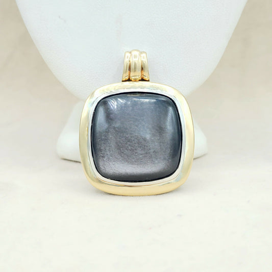 David Yurman Albion 27mm Obsidian Silver & 18K Pendant