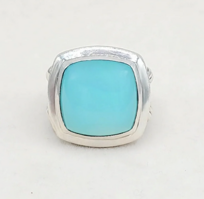 David Yurman Albion Aqua Chalcedony Ring Sterling Silver 17mm
