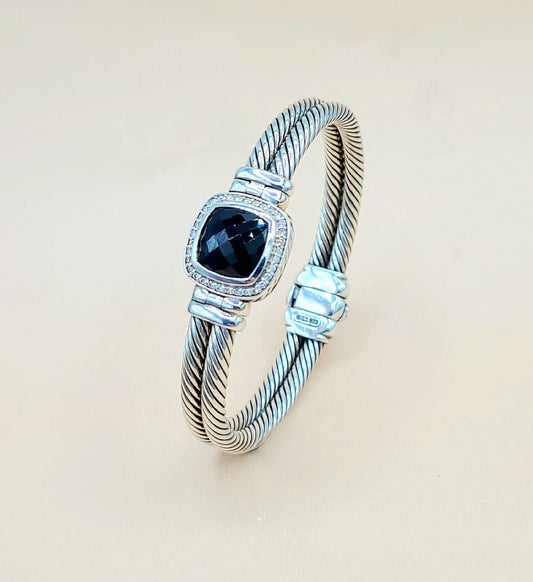David Yurman Albion Black Onyx Diamond Bracelet | Certified Pre-Owned  AYW Luxury #