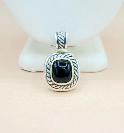  David Yurman Albion Black Onyx Silver & 14k Pendant Enhancer