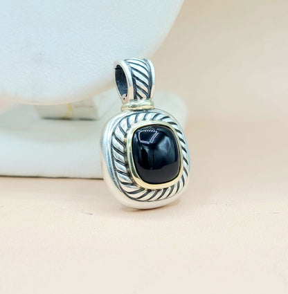 David Yurman Albion Black Onyx Silver & 14k Pendant Enhancer