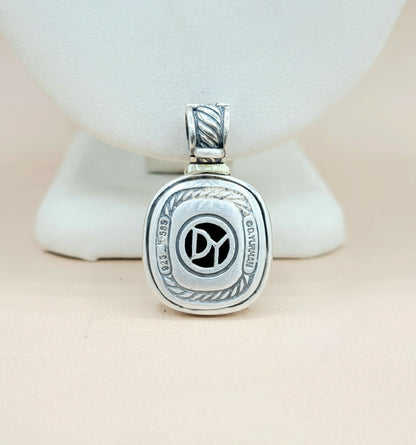  David Yurman Albion Black Onyx Silver & 14k Pendant Enhancer