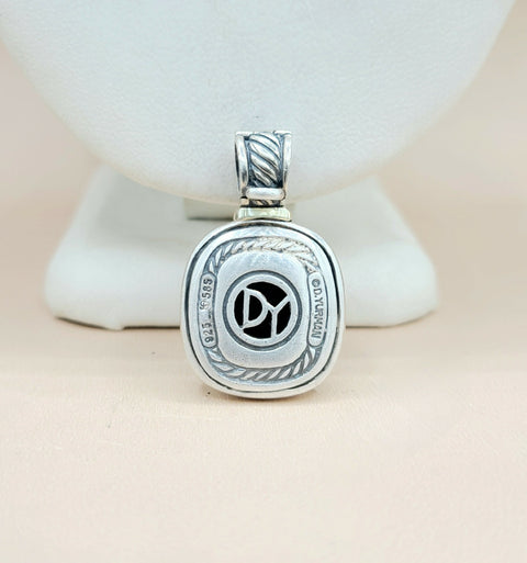  David Yurman Albion Black Onyx Silver & 14k Pendant Enhancer