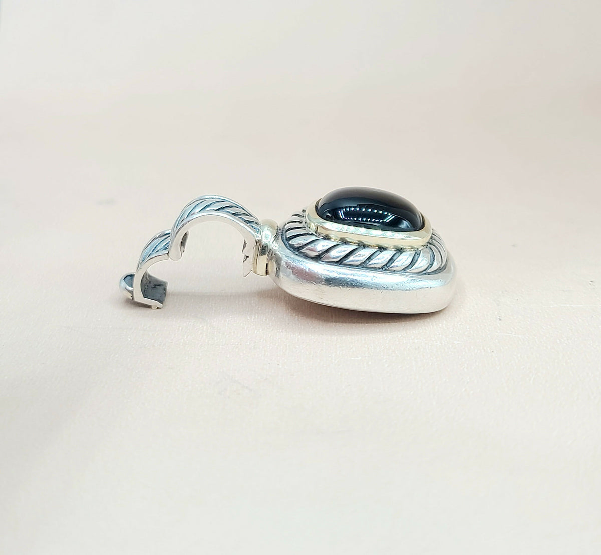  David Yurman Albion Black Onyx Silver & 14k Pendant Enhancer