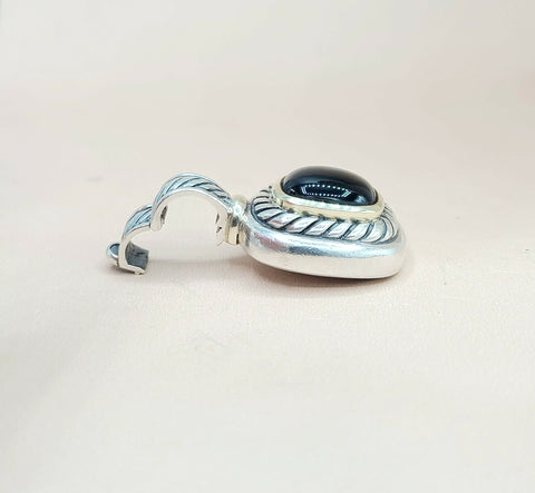  David Yurman Albion Black Onyx Silver & 14k Pendant Enhancer