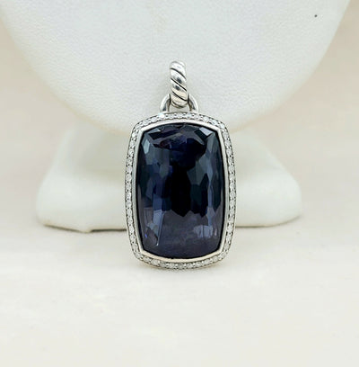 David Yurman Albion Oblong Black Orchid Diamond Pendant Enhancer-    #