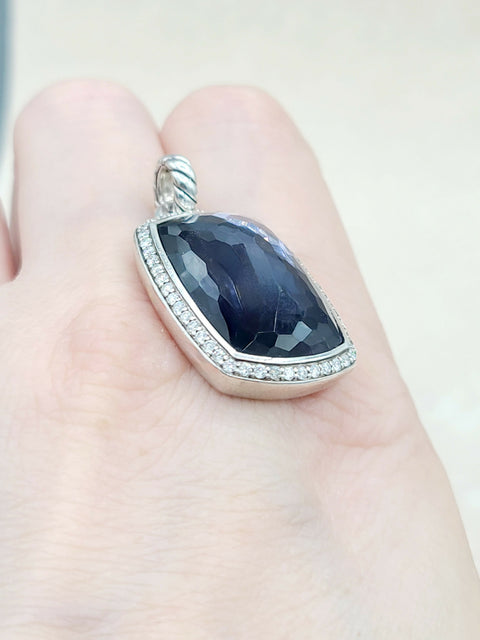  David Yurman Albion Oblong Black Orchid Diamond Pendant Enhancer-