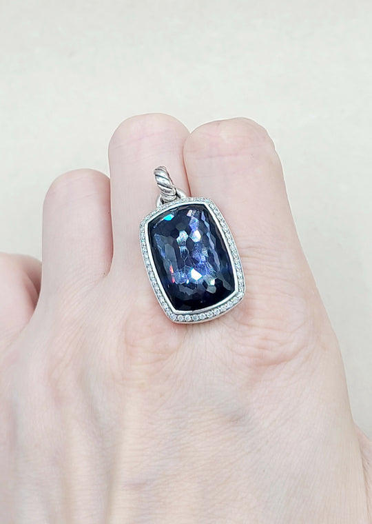  David Yurman Albion Oblong Black Orchid Diamond Pendant Enhancer-