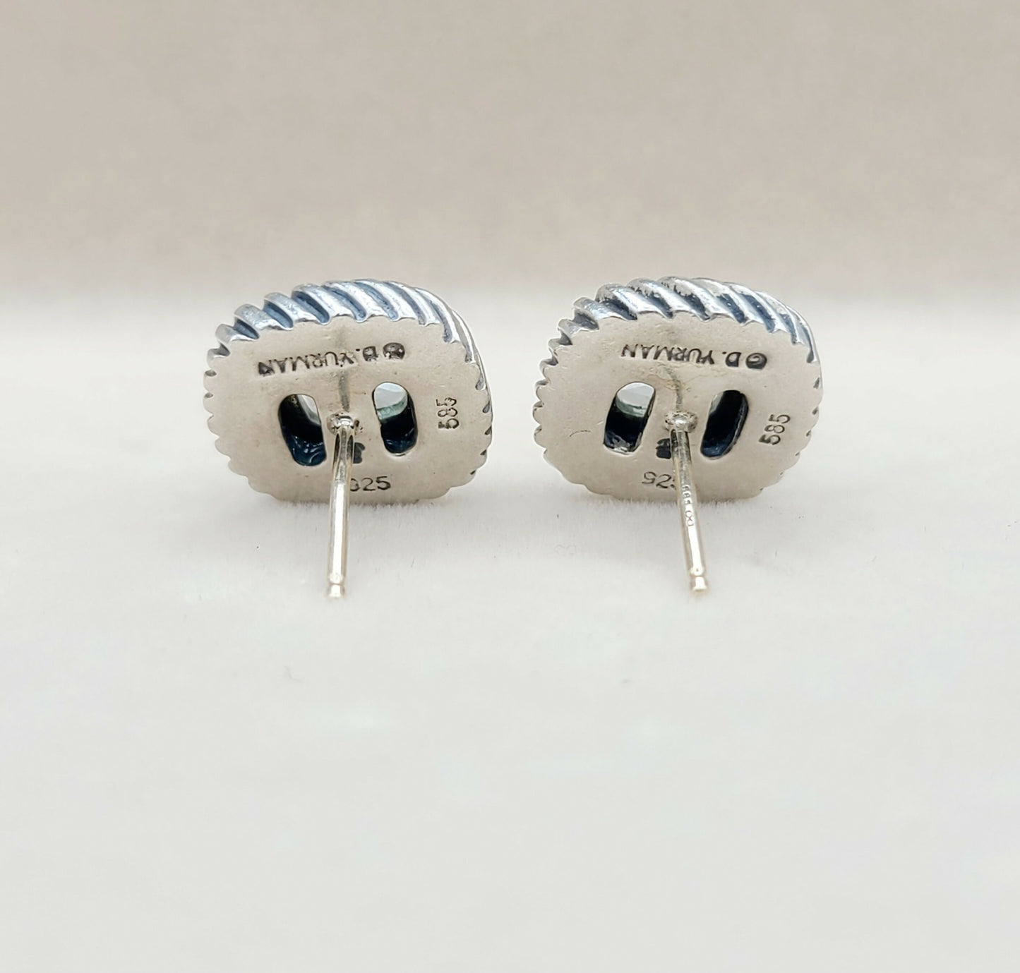 David Yurman Albion Blue Topaz Stud Earrings With Gold 