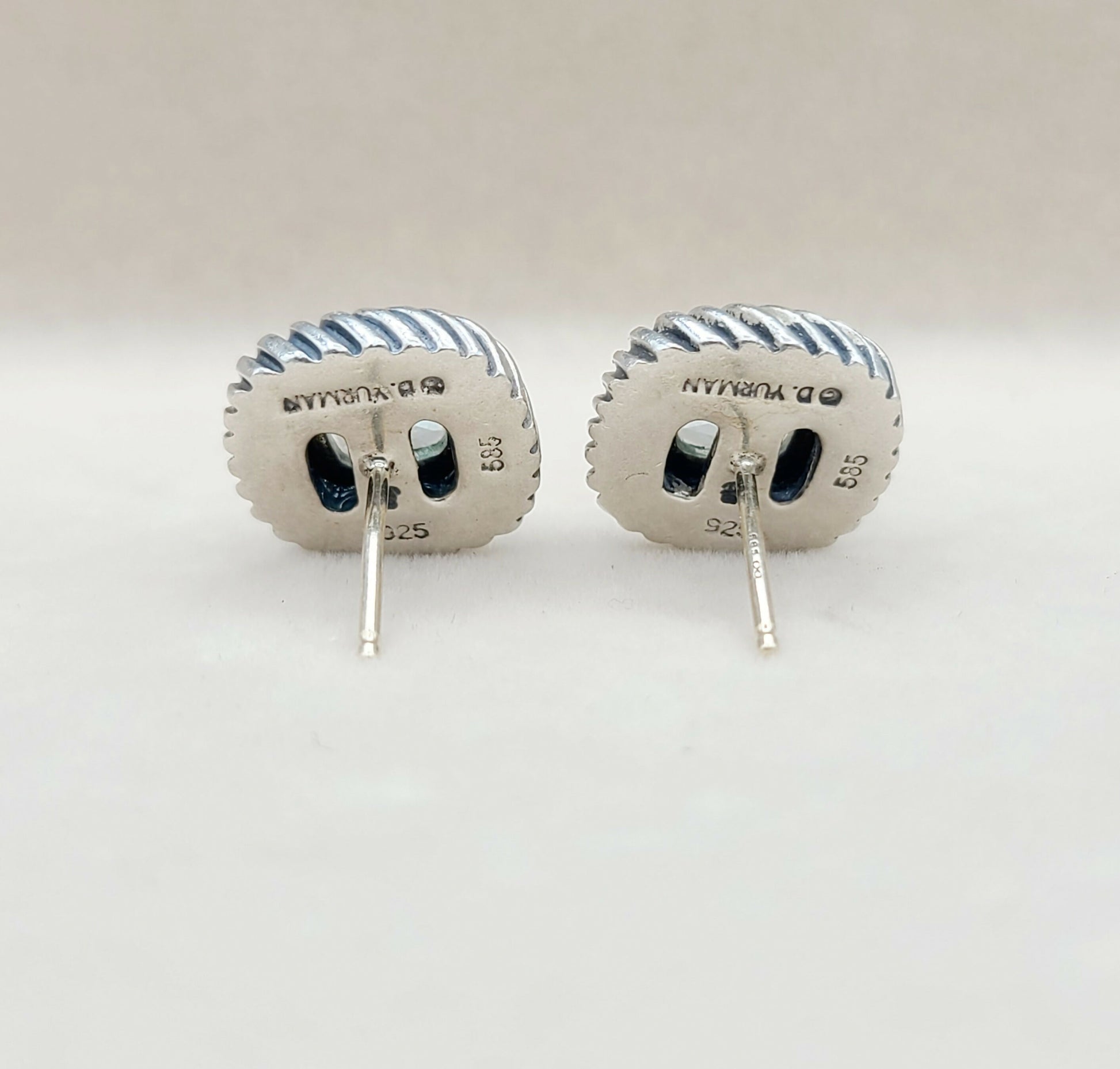 David Yurman Albion Blue Topaz Stud Earrings With Gold 