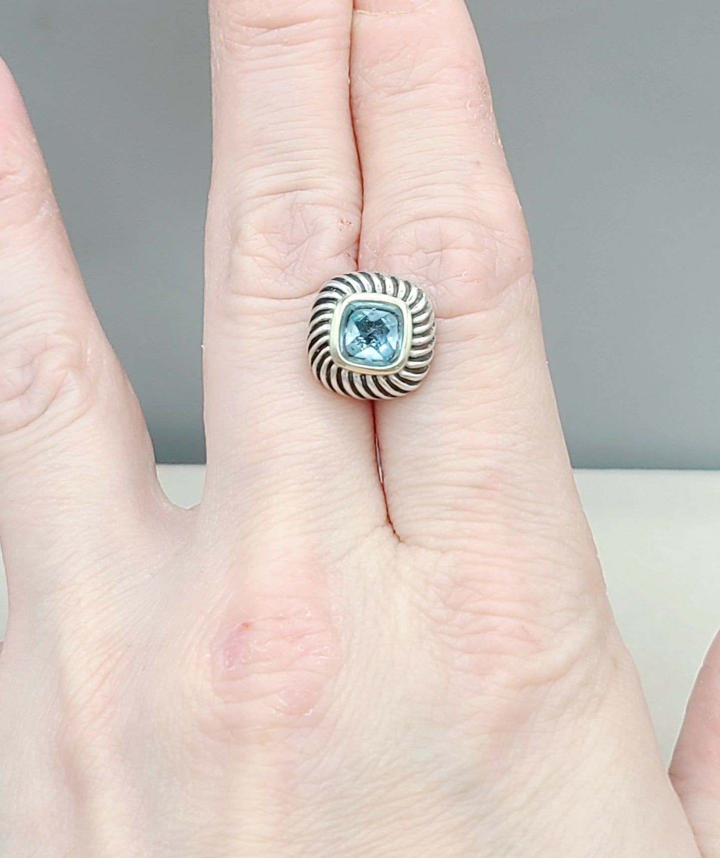 David Yurman Albion Blue Topaz Stud Earrings With Gold