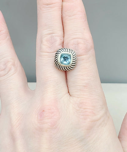 David Yurman Albion Blue Topaz Stud Earrings With Gold