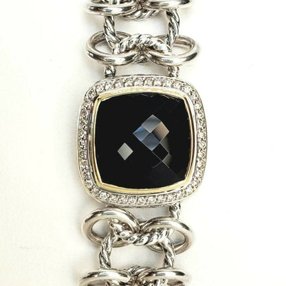 David Yurman Albion Chainmail Bracelet Black Onyx & Diamond 18K Gold | AYW Luxury