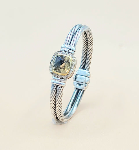  David Yurman Albion Champagne Citrine Diamond Gold Bracelet