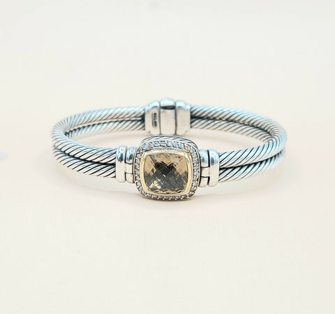  David Yurman Albion Champagne Citrine Diamond Gold Bracelet