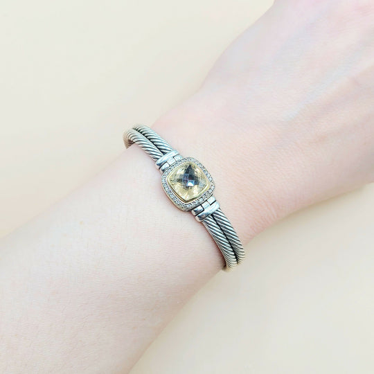  David Yurman Albion Champagne Citrine Diamond Gold Bracelet