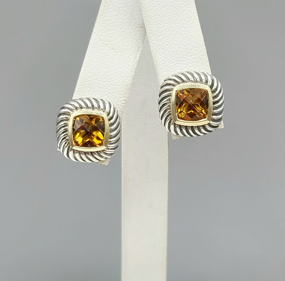 David Yurman Albion Citrine Earrings With Gold