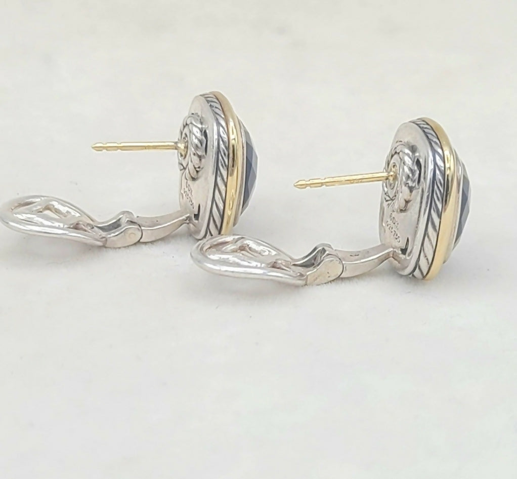 David Yurman Albion Earrings With Black Onyx And Gold