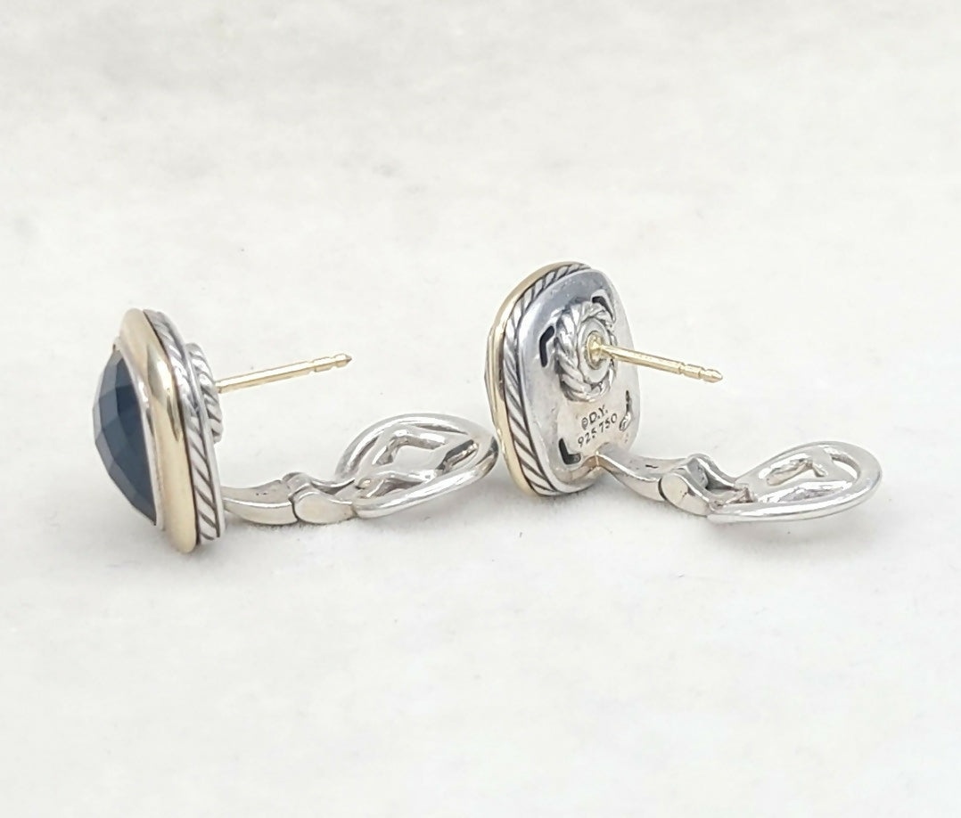David Yurman Albion Earrings With Black Onyx And Gold