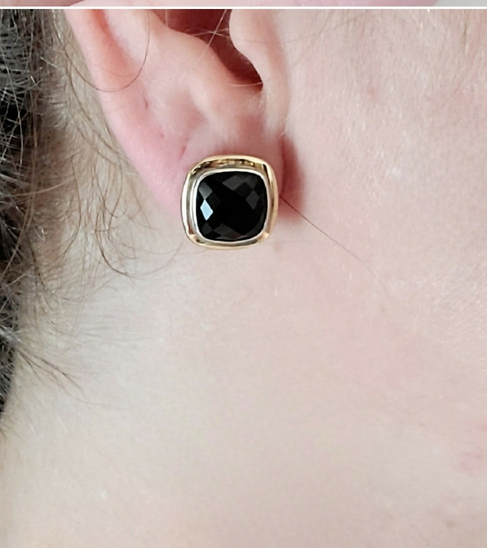 David Yurman Albion Earrings With Black Onyx And Gold