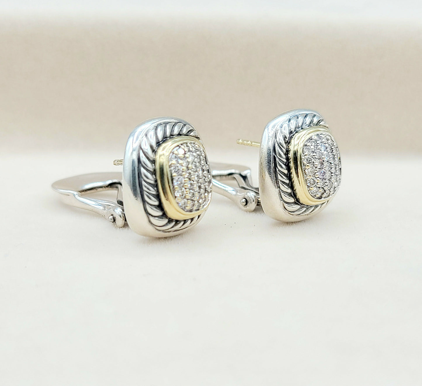 David Yurman Albion Earrings With Diamonds And Gold