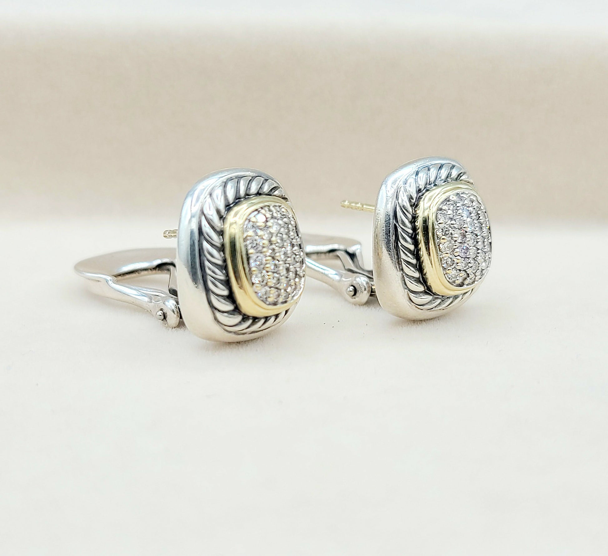 David Yurman Albion Earrings With Diamonds And Gold