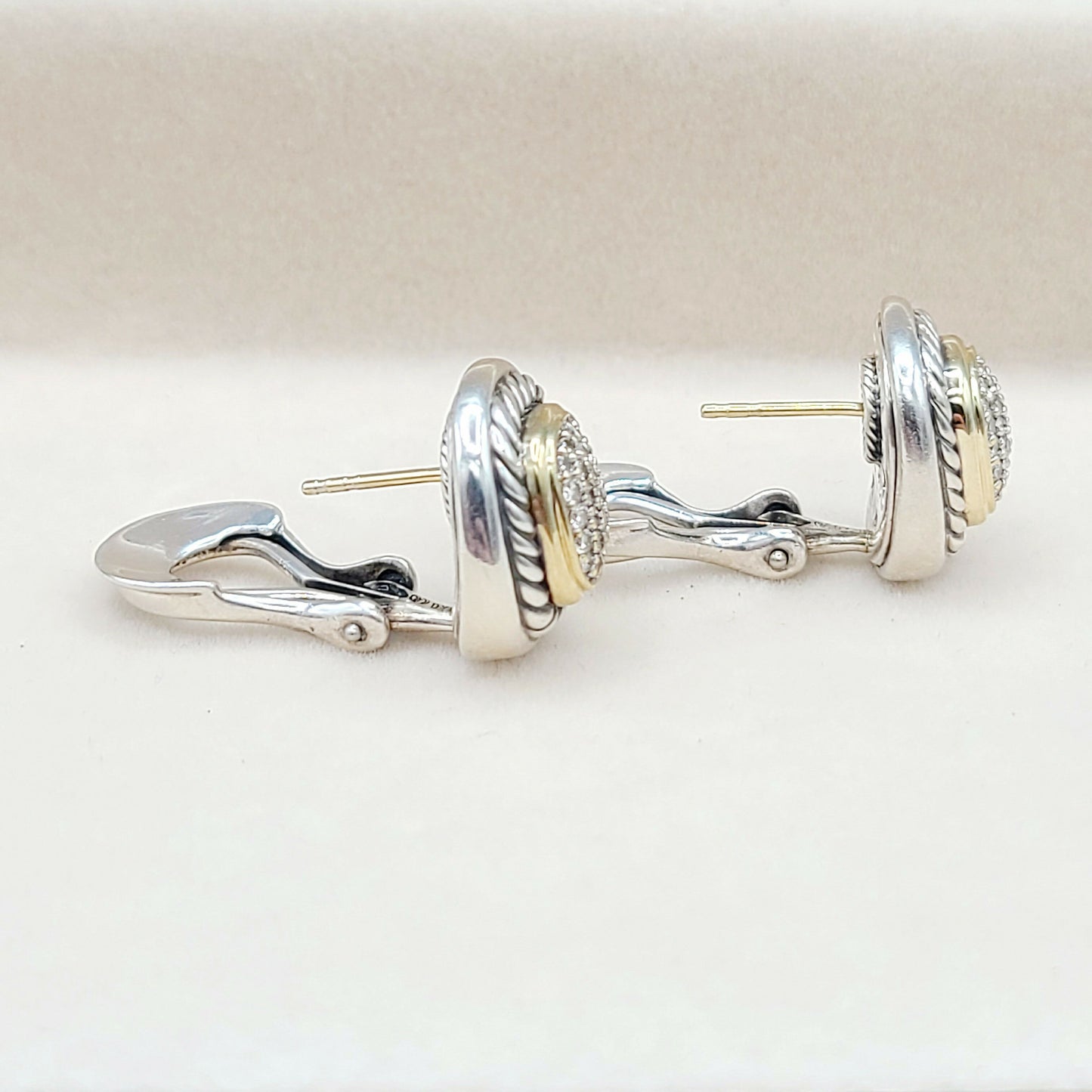 David Yurman Albion Earrings With Diamonds And Gold