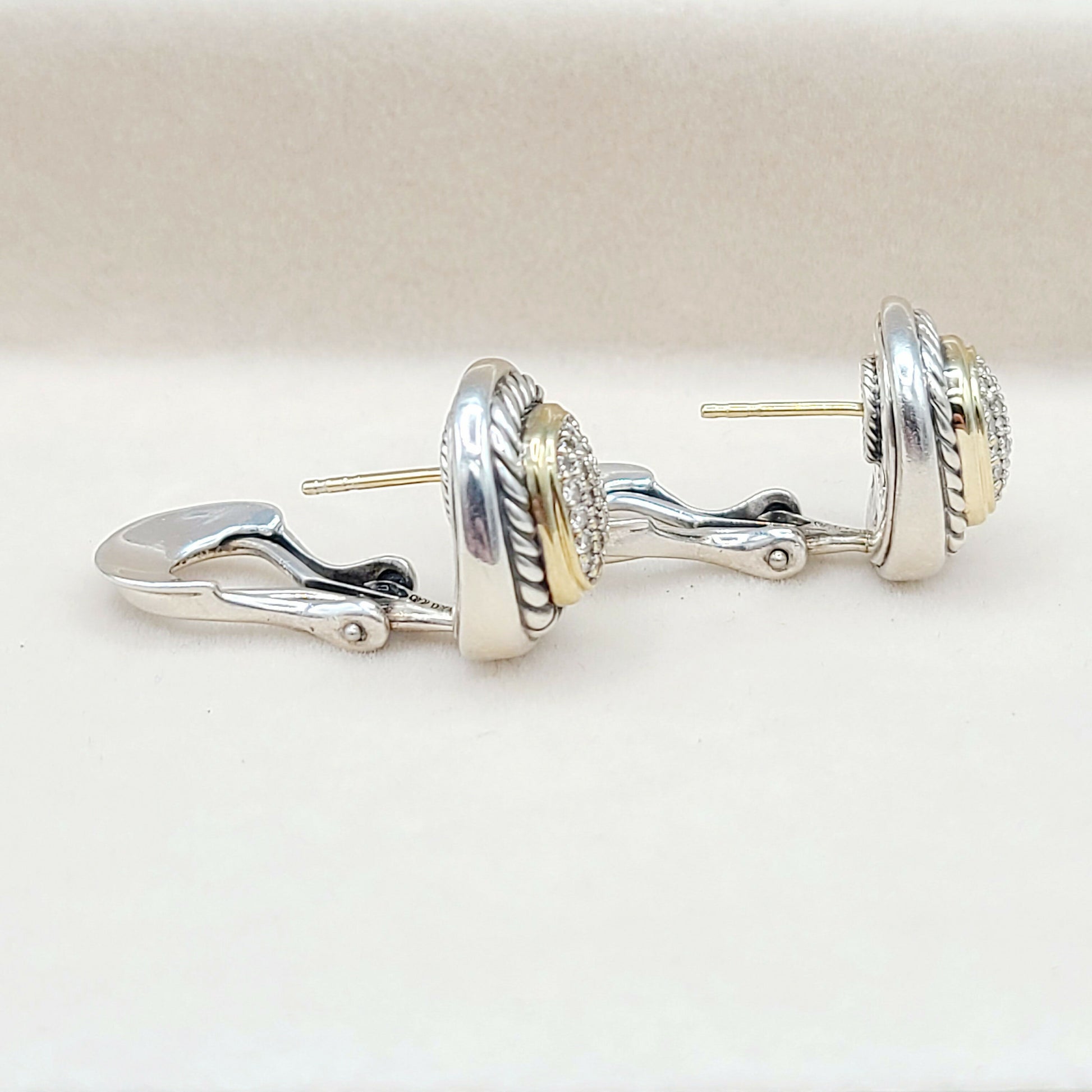 David Yurman Albion Earrings With Diamonds And Gold