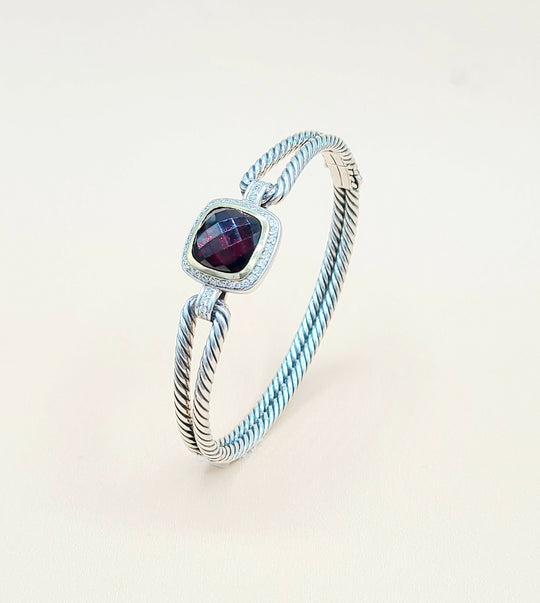  David Yurman Albion Garnet Gold Diamond Bracelet