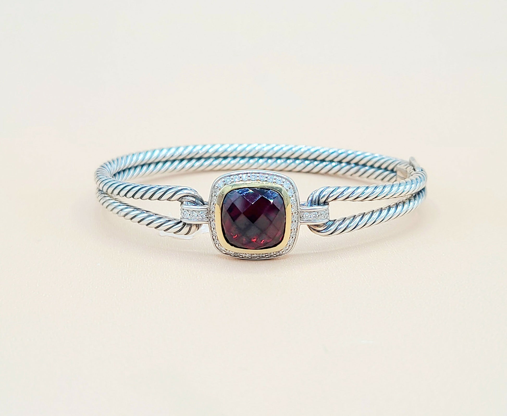 David Yurman Albion Garnet Diamond Bracelet | Certified Pre-Owned  AYW Luxury #